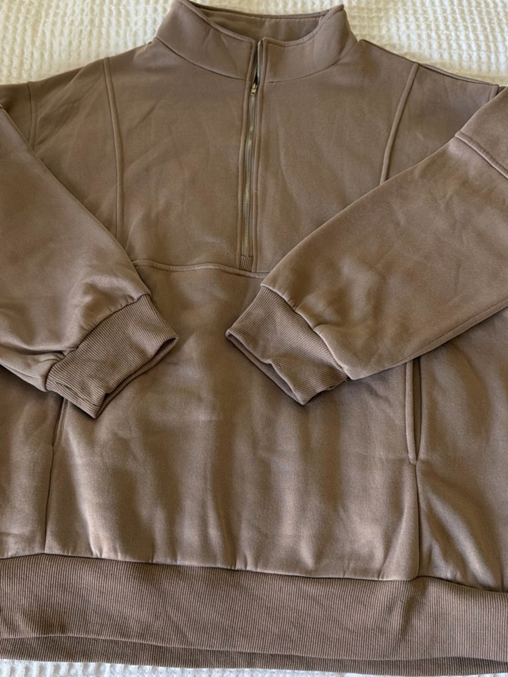 Source Unknown Women's Half-Zip Bomber Jacket - Taupe Brown
